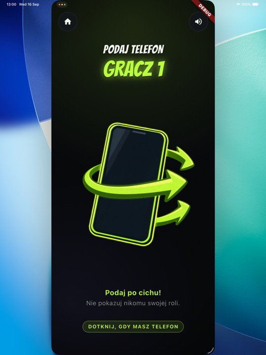 Ekran proszący o podanie telefonu kolejnemu graczowi